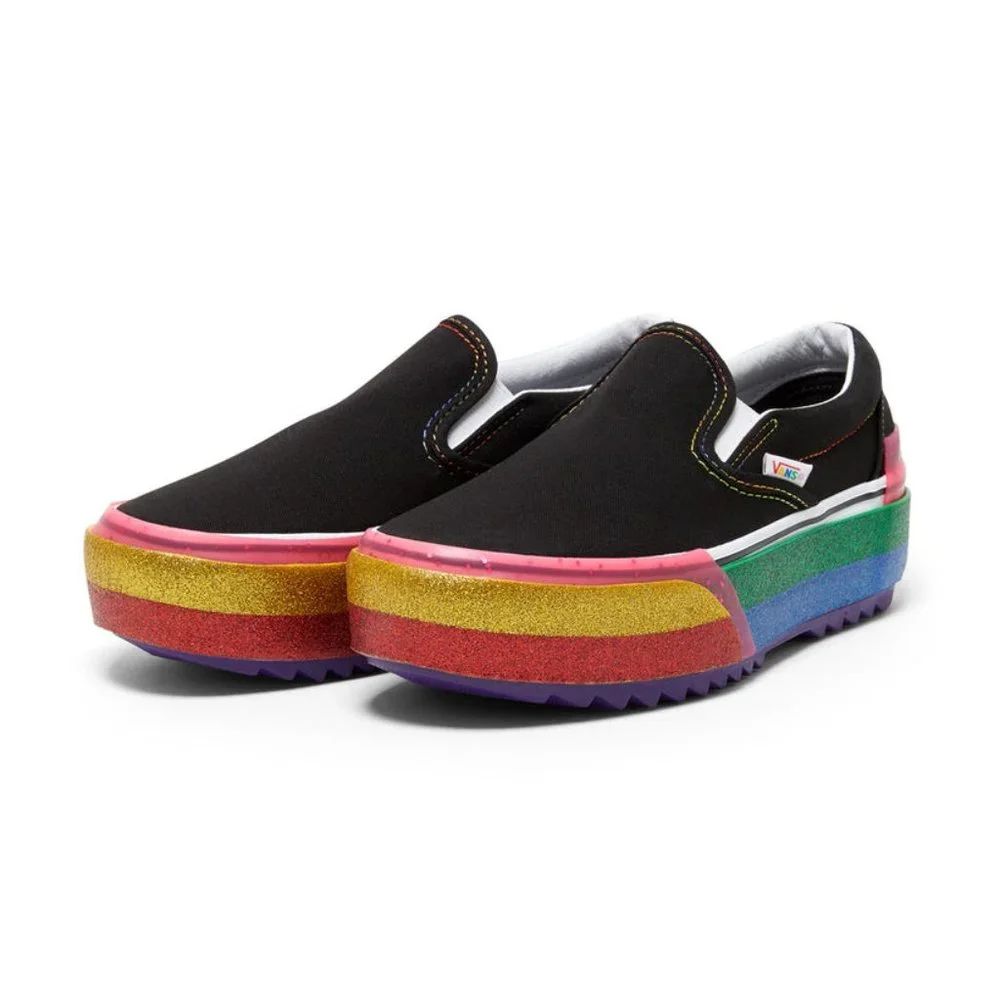 Vans Slip On S Stacked Rainbow Glitter Platform Men's 3.5/Women's 5 VN0A4TZVWW1